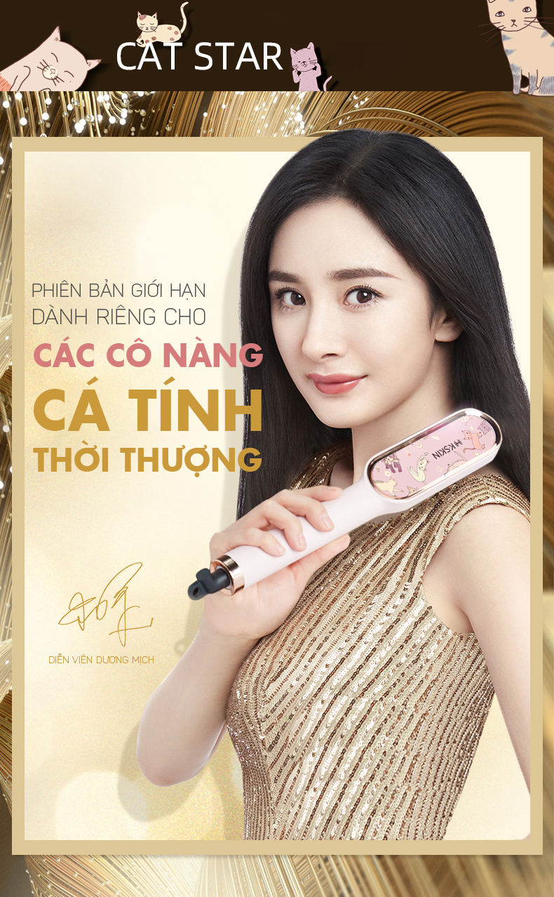 Lược Điện / Máy Uốn Duỗi Tóc K-SKIN Cách Nhiệt 2 Lớp Chống Bỏng, Dưỡng Tóc, Không Gây Tổn Thương Da Đầu - Hàng Chính Hãng