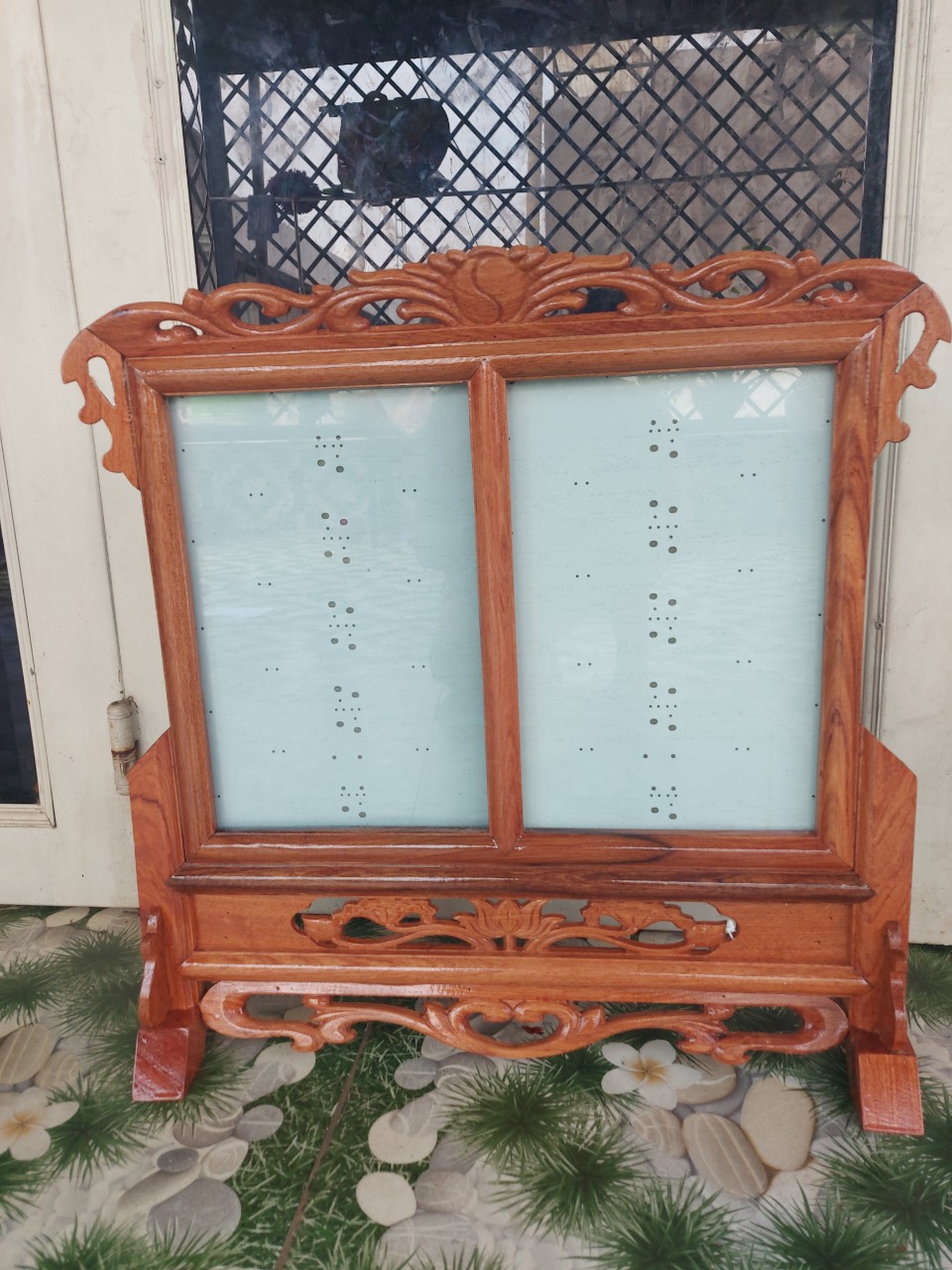 Khung ảnh thờ đôi,khung hình thờ thằng gỗ hương cao cấp 25 x 35 cm