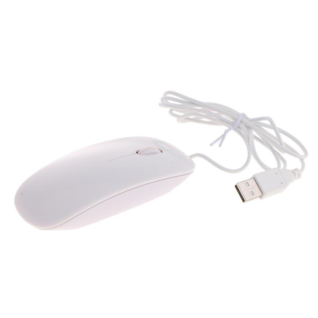 Thin Slim USB Optical Wired Mouse for PC Laptop Windows Apple- White