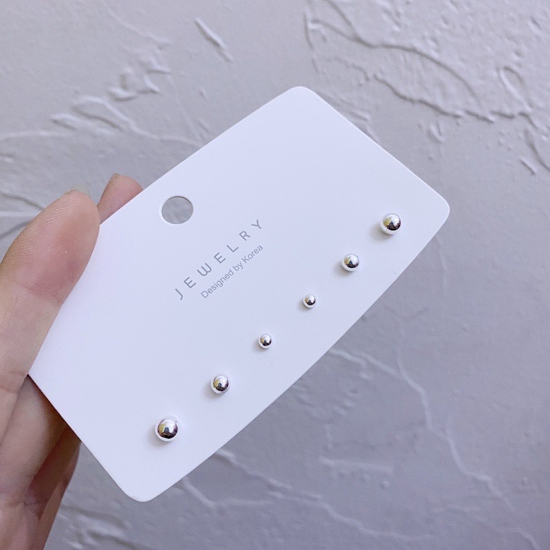 Set 3 đôi khuyên tai tròn nhỏ đơn giản