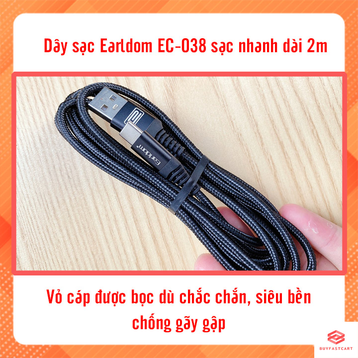 Dây Sạc Nhanh Earldom EC-038 2.4A Dùng Cho iPhone, iPad Chiều Dài 2m - Hàng Chính Hãng