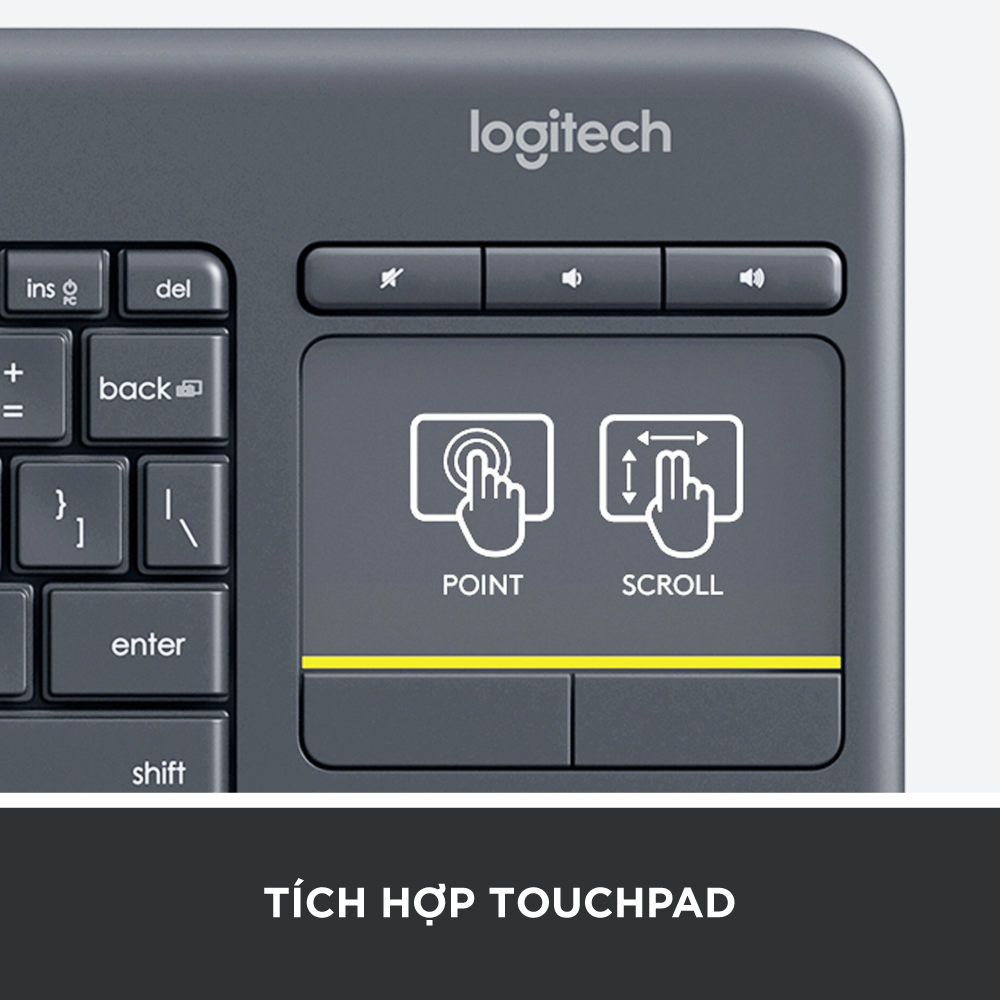 Hình ảnh Bàn Phím Không Dây Logitech K400 PLUS - Hàng Chính Hãng