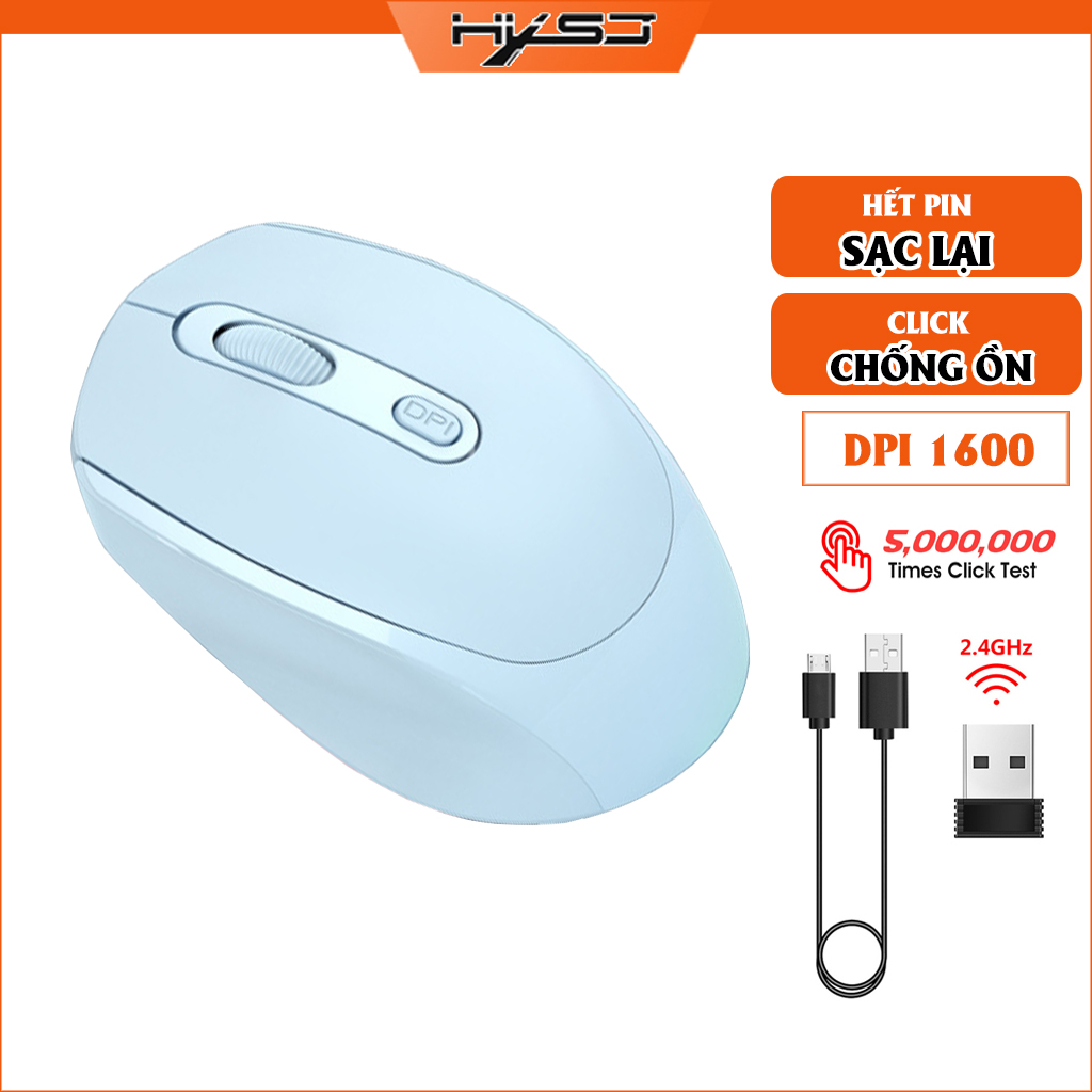 Chuột Không Dây Hxsj M100 Wireless 2.4Ghz Sạc Pin, Chồng Ồn, Dip1600 Chuyên Dùng Cho Máy Tính, Laptop, Tivi - Hàng Chính Hãng - Màu Xanh Ngọc
