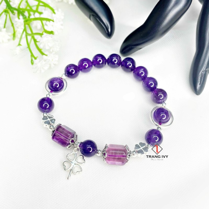 Vòng Tay Thạch Anh Tím Mix Charm Hợp Cho Nữ Mệnh Hỏa và Mệnh Thổ