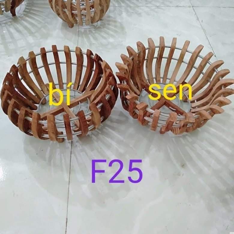 Chậu Gỗ Nhãn Trồng Lan ( Sen - Bí) 25cm 24 NAN TẶNG móc treo và lưới lót chậu