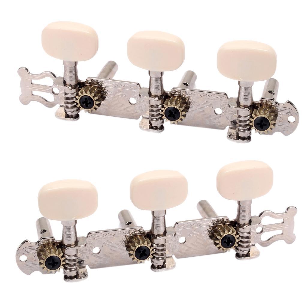 A Set Classical Guitar Tuner Tuning Keys Pegs White Machine Heads