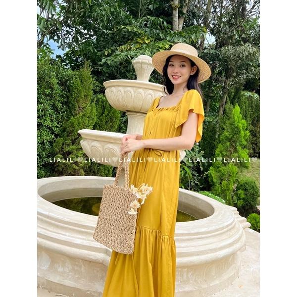 Đầm cánh tiên form dài vải linen lụa ít thích hợp mặc đi biển dạo phố - THIẾT KẾ TỪ LIALILI