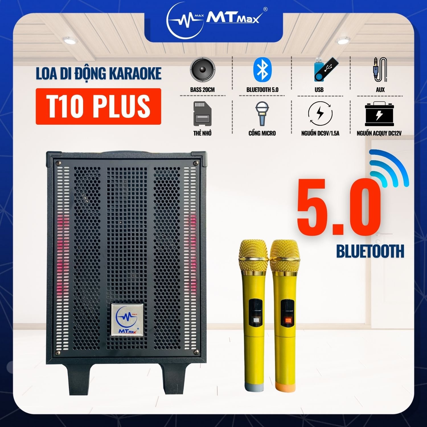 Loa Karaoke T10Plus Bass 20 Đèn LED RGB Nháy Theo Nhạc – Trãi Nghiệm Âm Thanh Trung Thực Với Bass Treble Khỏe Khắn hàng chính hãng