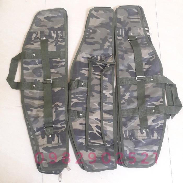 Túi Đựng Cần Câu 3 Ngăn Chính và ngăn phụ để đồ vải lính cao cấp