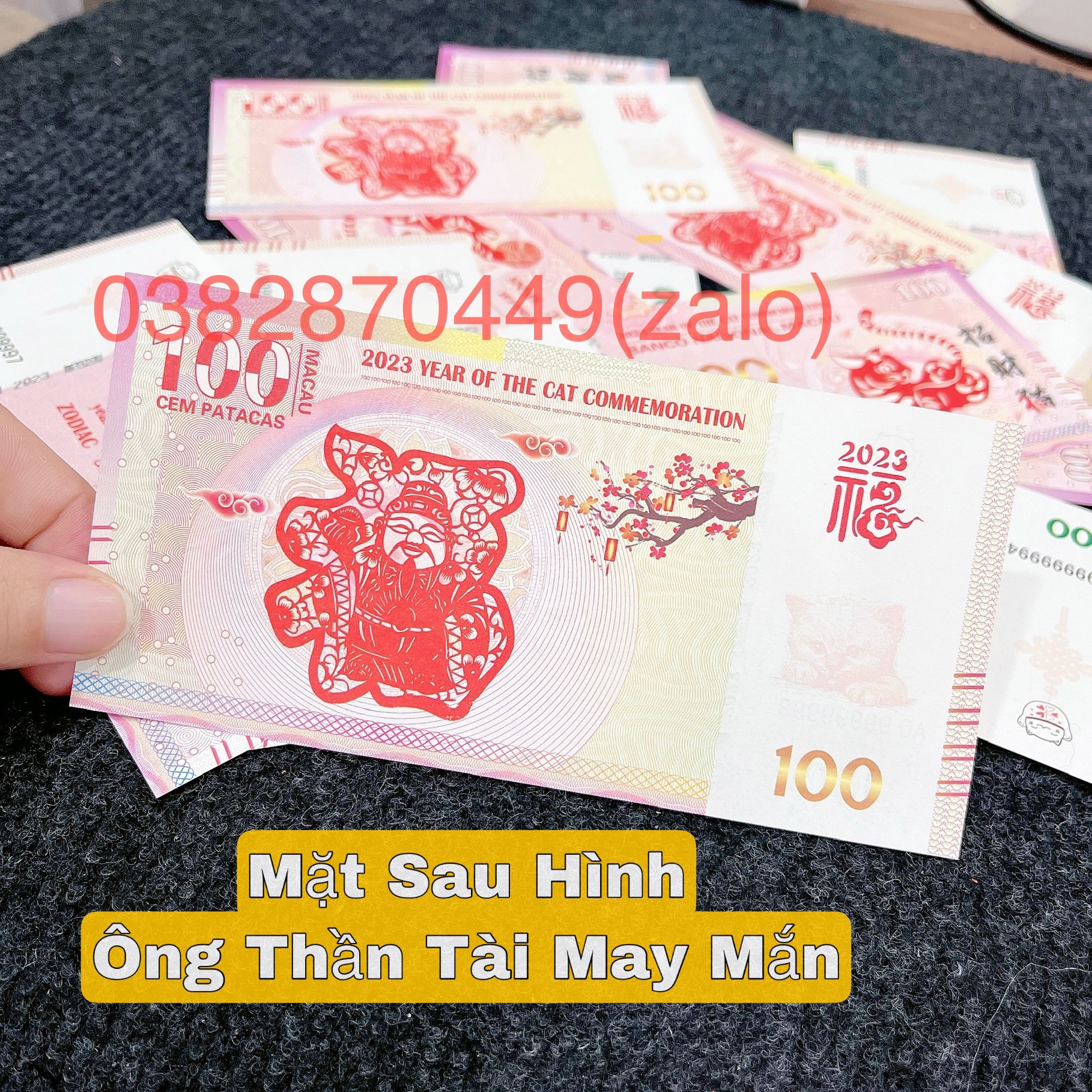 Tiền Con Mèo Macao Bảo An 100 Patacas Kỷ Niệm Lì Xì Tết Năm Quý Mão 2023 Phong Thủy May Mắn