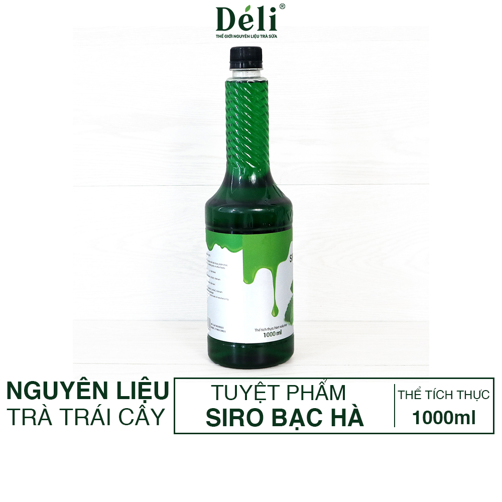 Siro bạc hà Déli - 1 lít - đậm đặc, chuyên dùng pha chế trà trái cây, soda