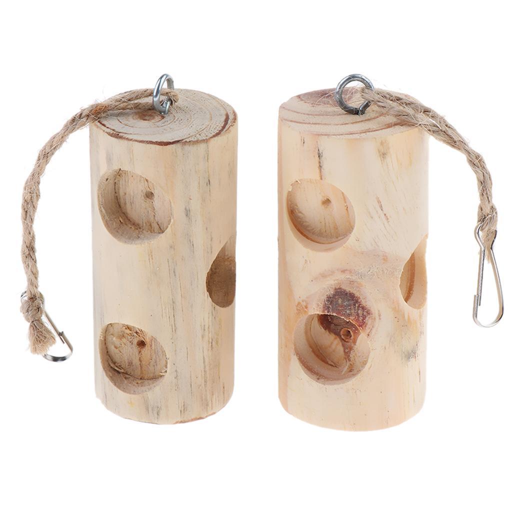 2 Pcs Wooden Hanging Swing Parakeet Cockatiel Conure Parrot Bird Cage Toys