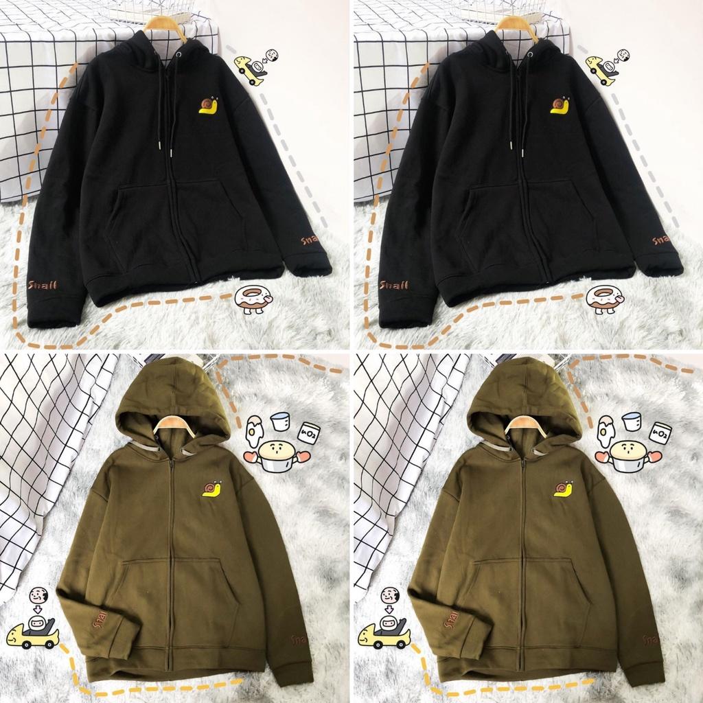 Áo Khoác nỉ lót bông MEANSTORE form rộng có mũ Unisex nam nữ oversize Ulzzang Streetwear Hàn Quốc - Snail