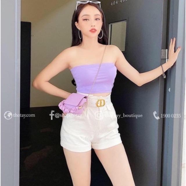 Áo ống thun gân croptop