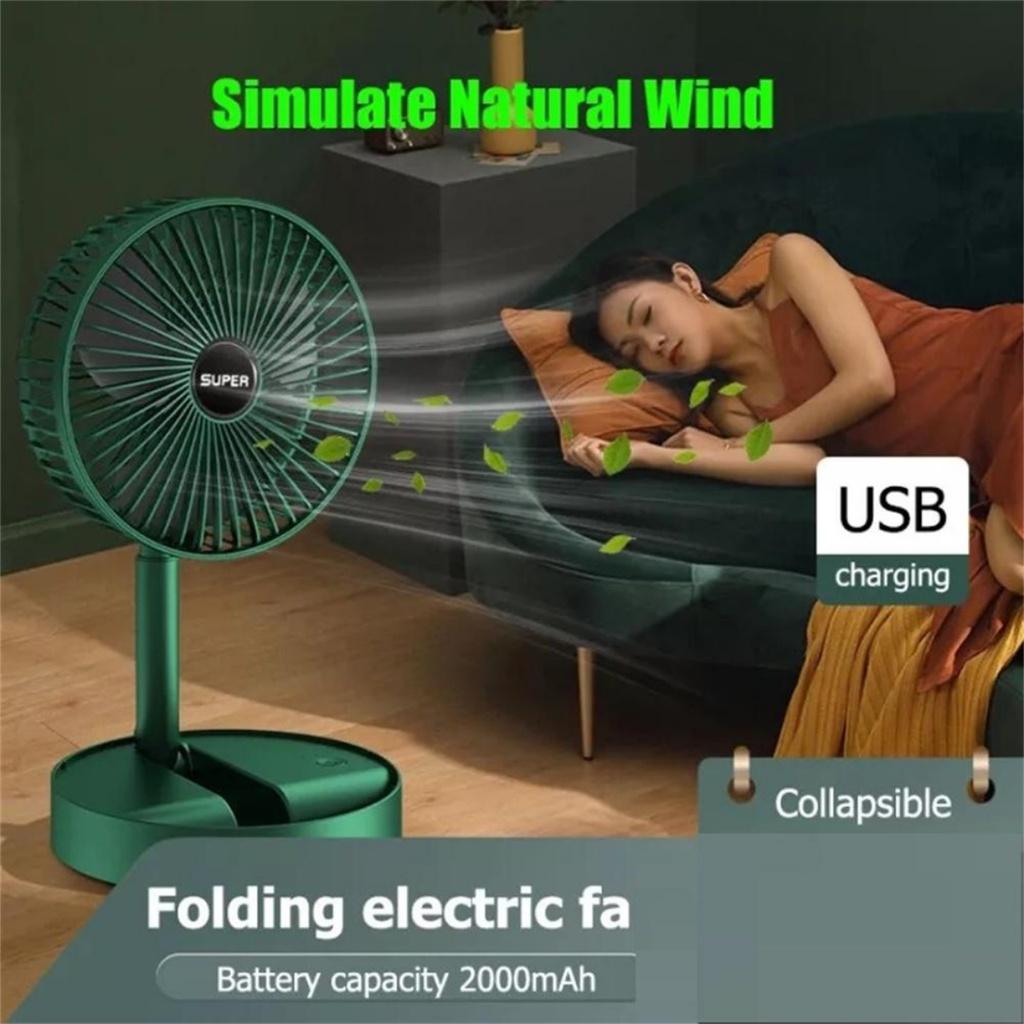 Quạt tích điện gấp gọn Ehome quạt mini sạc điện usb để bàn hoặc đứng với 3 tốc độ gió công suất 9w pin 1200mAh