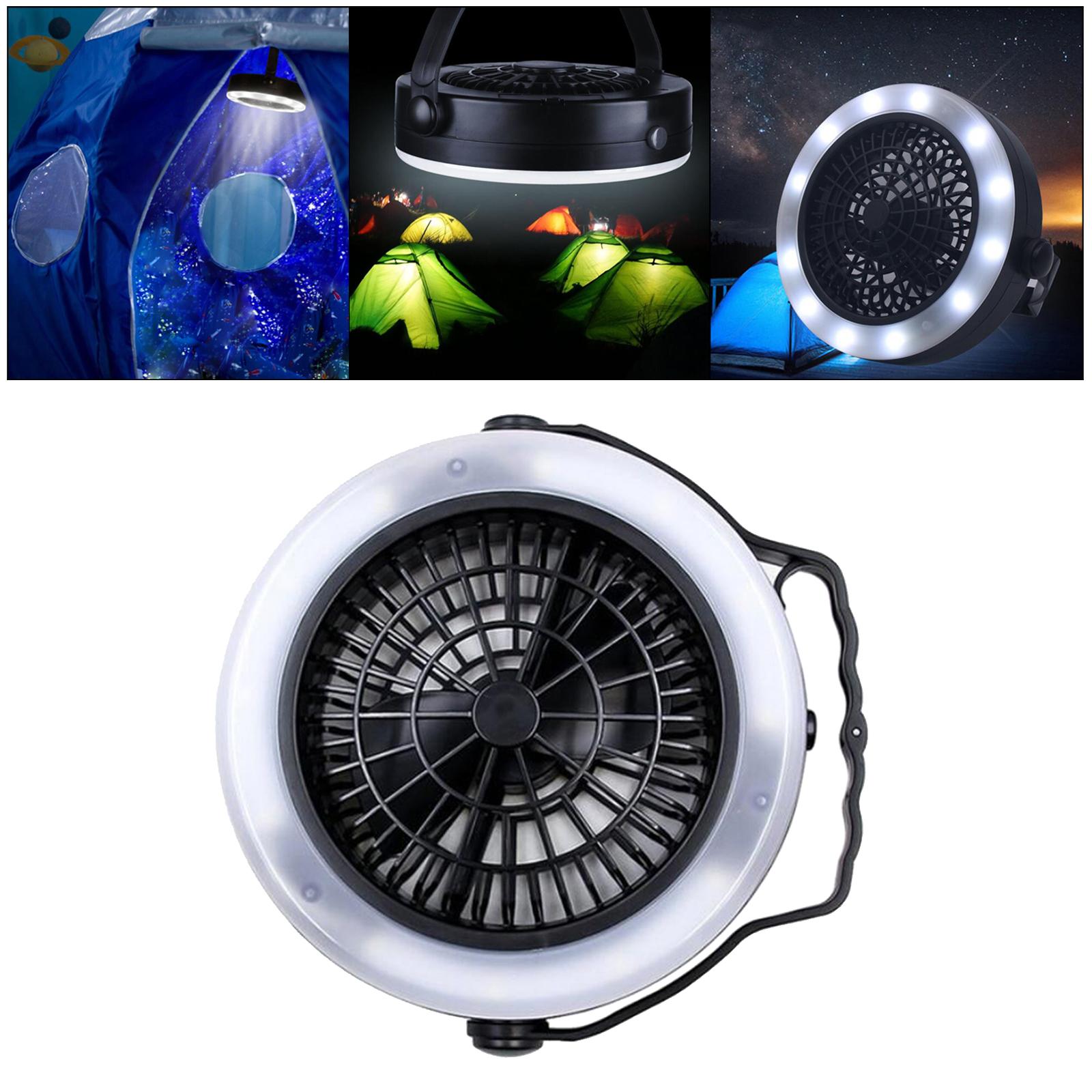 Outdoor Tent Fan with Light Rechargeable Camping Lantern Handheld Travel