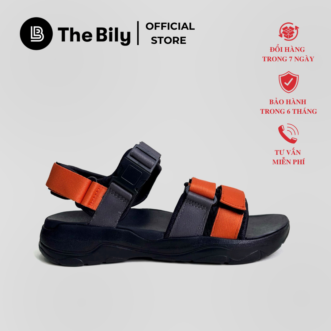 Giày Sandal Nam Nữ Unisex The BiLy Quai Ngang Dây Dù Đế IP Siêu Êm Nhẹ Màu Xám Cam-BL05