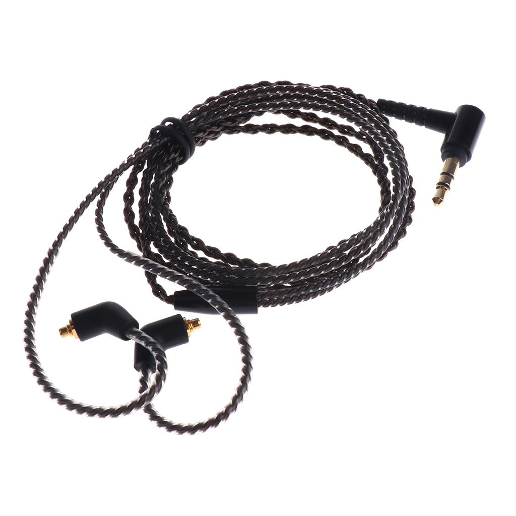 3.5mm MMCX Audio Cable Repair Braided Cord for Shure se215/se425/se535 Black