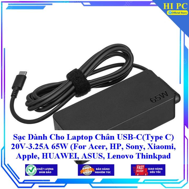 Sạc Dành Cho Laptop Chân USB-C(Type C) 20V-3.25A 65W ( For Acer HP Sony Xiaomi Apple HUAWEI ASUS Lenovo Thinkpad ) - Kèm Dây nguồn - Hàng Nhập Khẩu