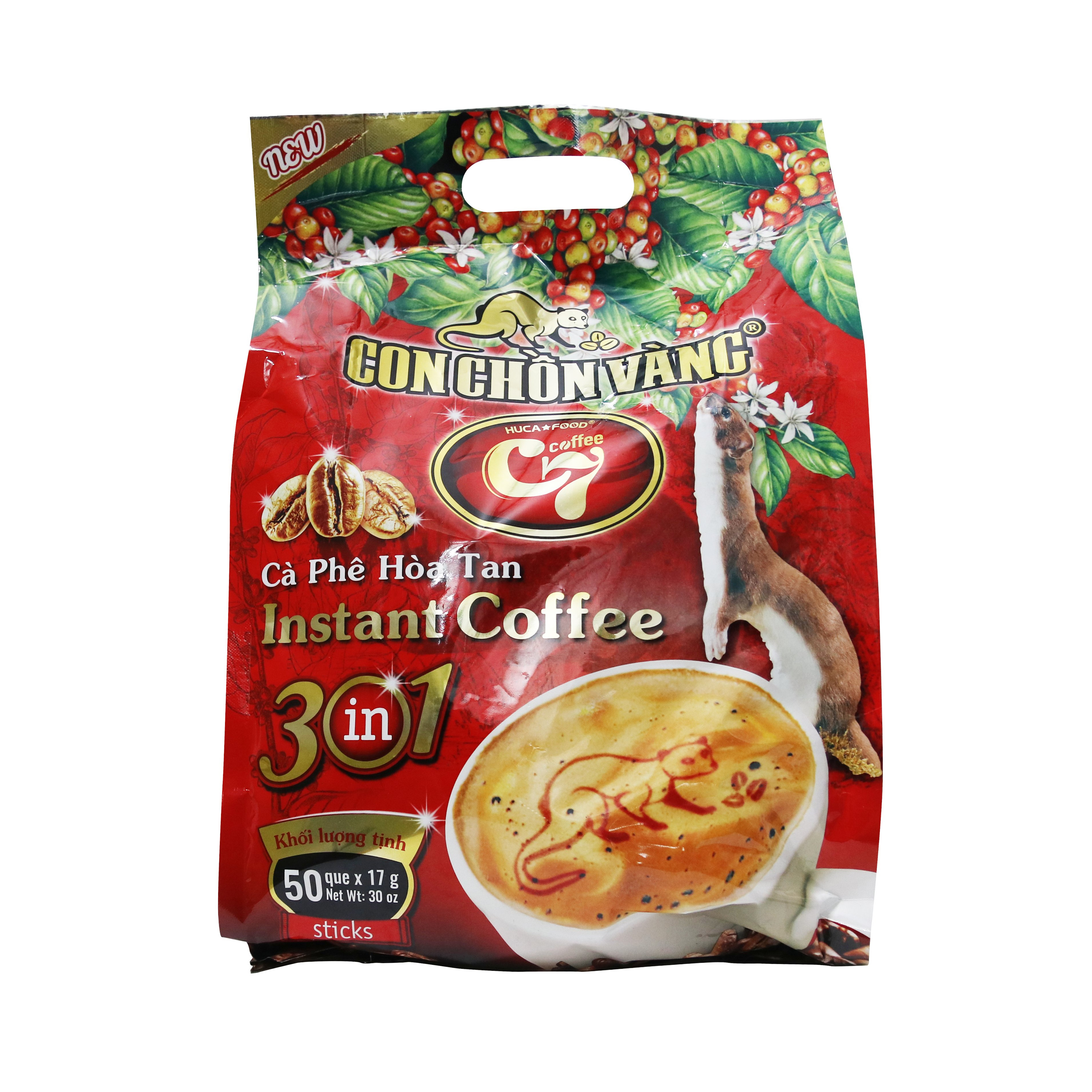 Cà Phê Hòa Tan 3in1 Con Chồn Vàng C7 Túi Đỏ 50 Que - Huca Food