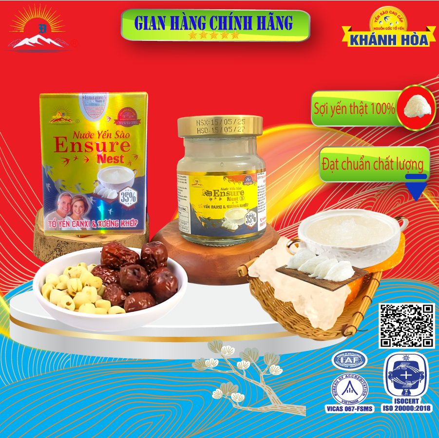 Yến Canxi Ensure Nest 350mg Yến Nguồn Gốc Khánh Hoà Hủ 70ml