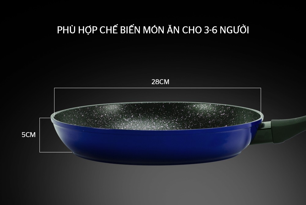 Chảo Đá Hoa Cương Đáy Từ Sunhouse SFP28B - Hàng Chính Hãng