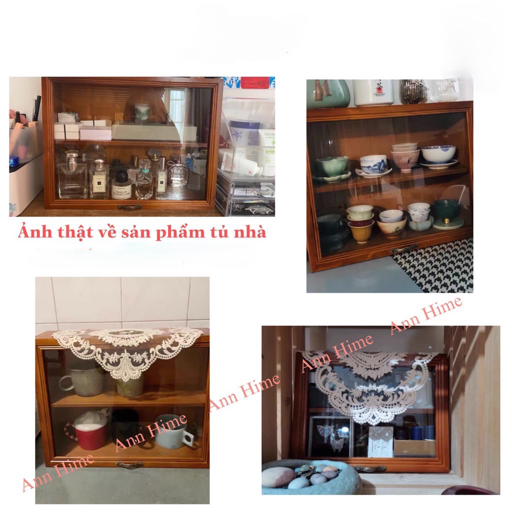 Tủ Gỗ Mini Để Bàn Trang Trí &amp; Decor Vintage Đựng Mỹ Phẩm Cốc Chén Kiểu Cánh Ngược Độc Đáo Sp9