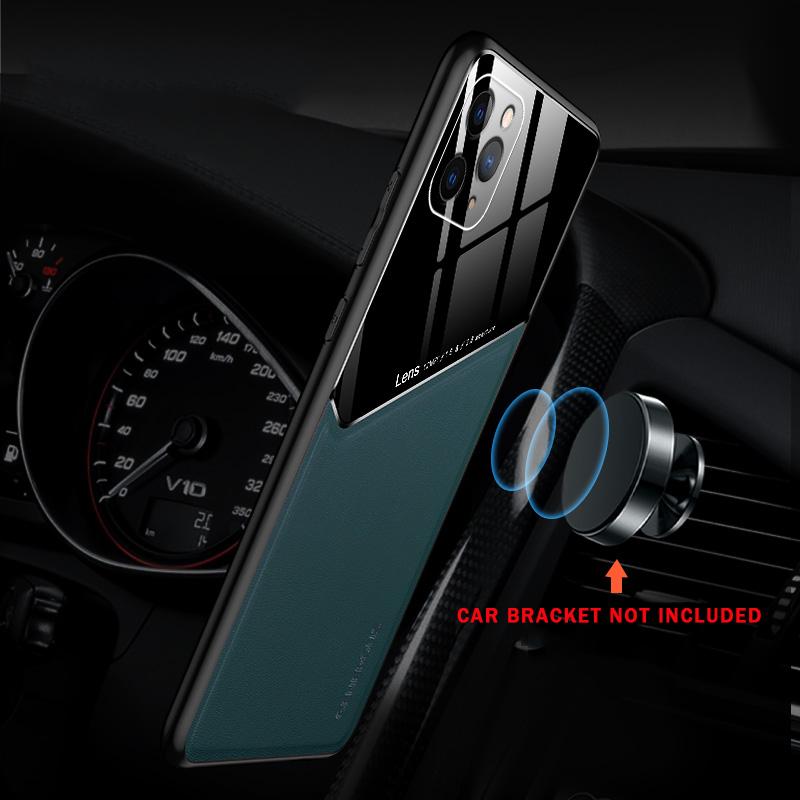 Ốp Lưng Da Pu + Kính Cường Lực Cho Iphone 11 Pro Max Xs Max Xr Xs 6 6s 7 8 Plus