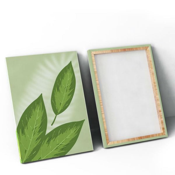 Bộ 3 Tranh Canvas Viền Composite "Lá Xanh" W097