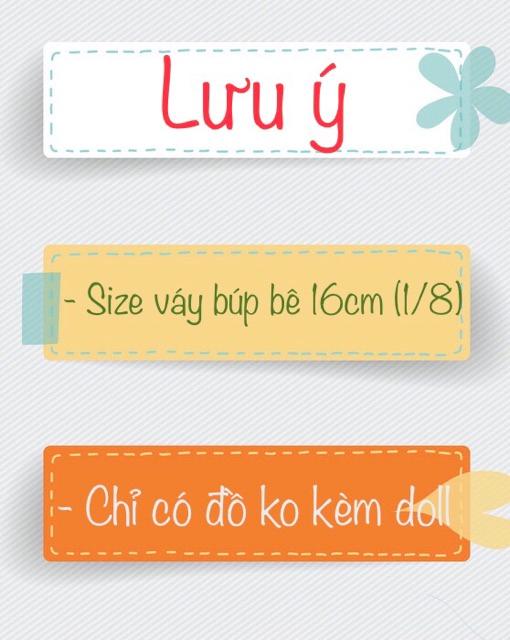 Váy cho búp bê Baboliy bjd 16cm 1/8 dễ thương mã B