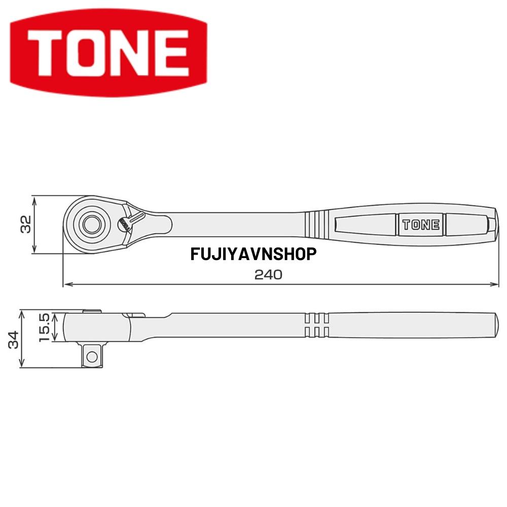 Cần vặn hai chiều có nút bấm tháo lắp Tone RH4H đầu 1/2&quot; (72 răng)