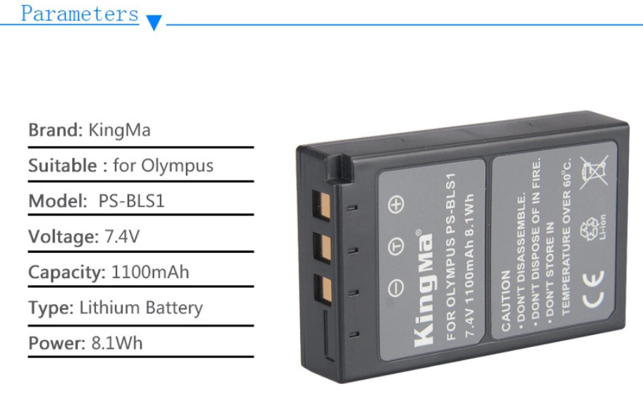 Bộ 2 pin 1 sạc Kingma cho Olympus BLS1/ BLS5, Hàng chính hãng