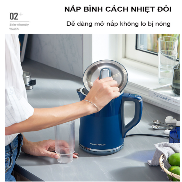 Ấm đun nước siêu tốc điều chỉnh nhiệt độ MR6070 1800W - Dung tích 1.5 lít - Thương hiệu Morphy Richards - HÀNG NHẬP KHẨU