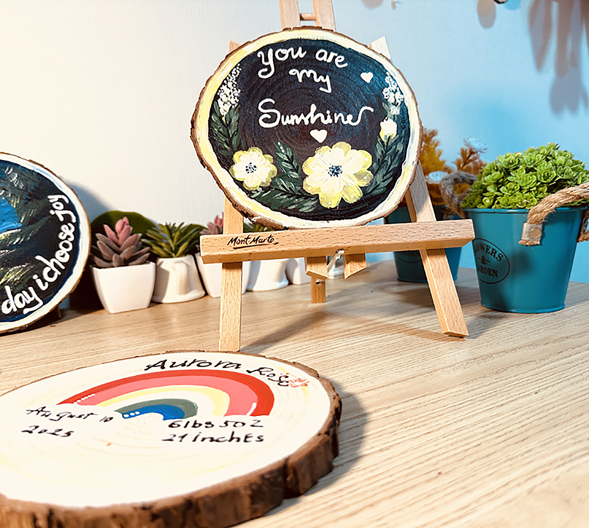Tranh Vẽ Tay Trên Gỗ Thông You Are My Sunshine – Decor Handmade Độc Bản