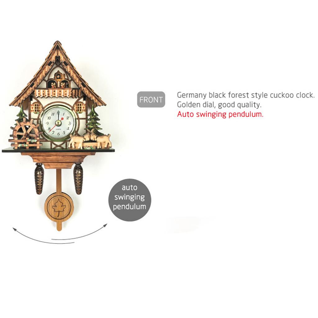 2pcs Antique Design Cuckoo Clock Quarz Movement Wall Clock Decorative Crafts