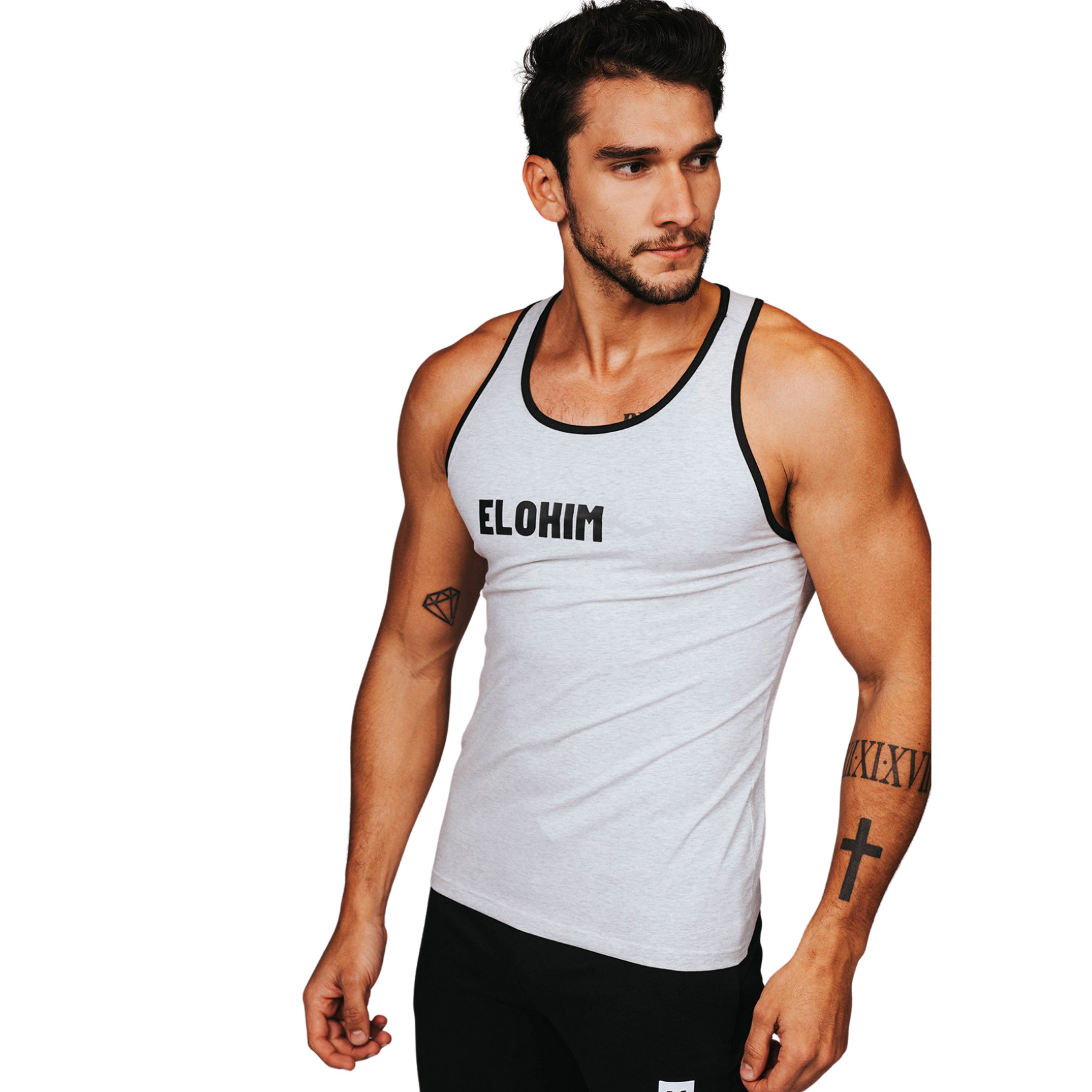 Áo Tank Top Chữ Elohim - Xám Nhạt