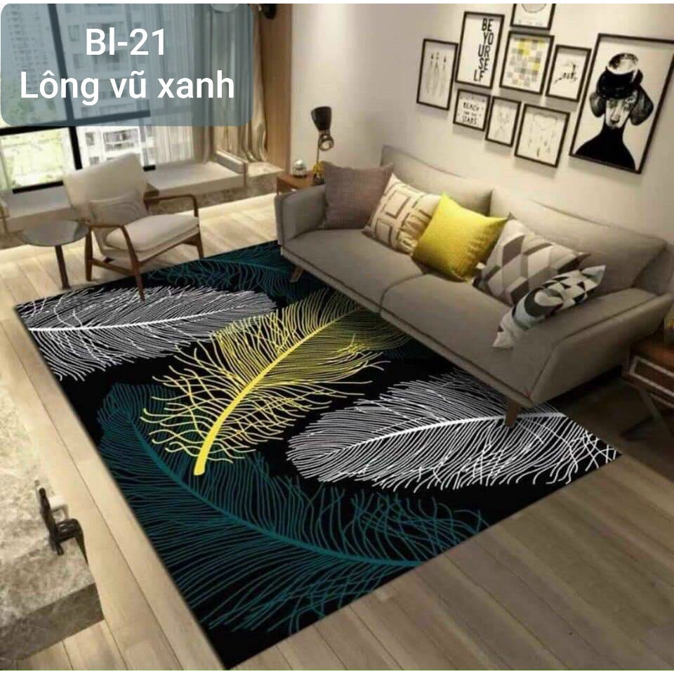 Thảm trải sàn Sofa trang trí phòng khách Bali in 3D Nhung nỉ lì cao cấp