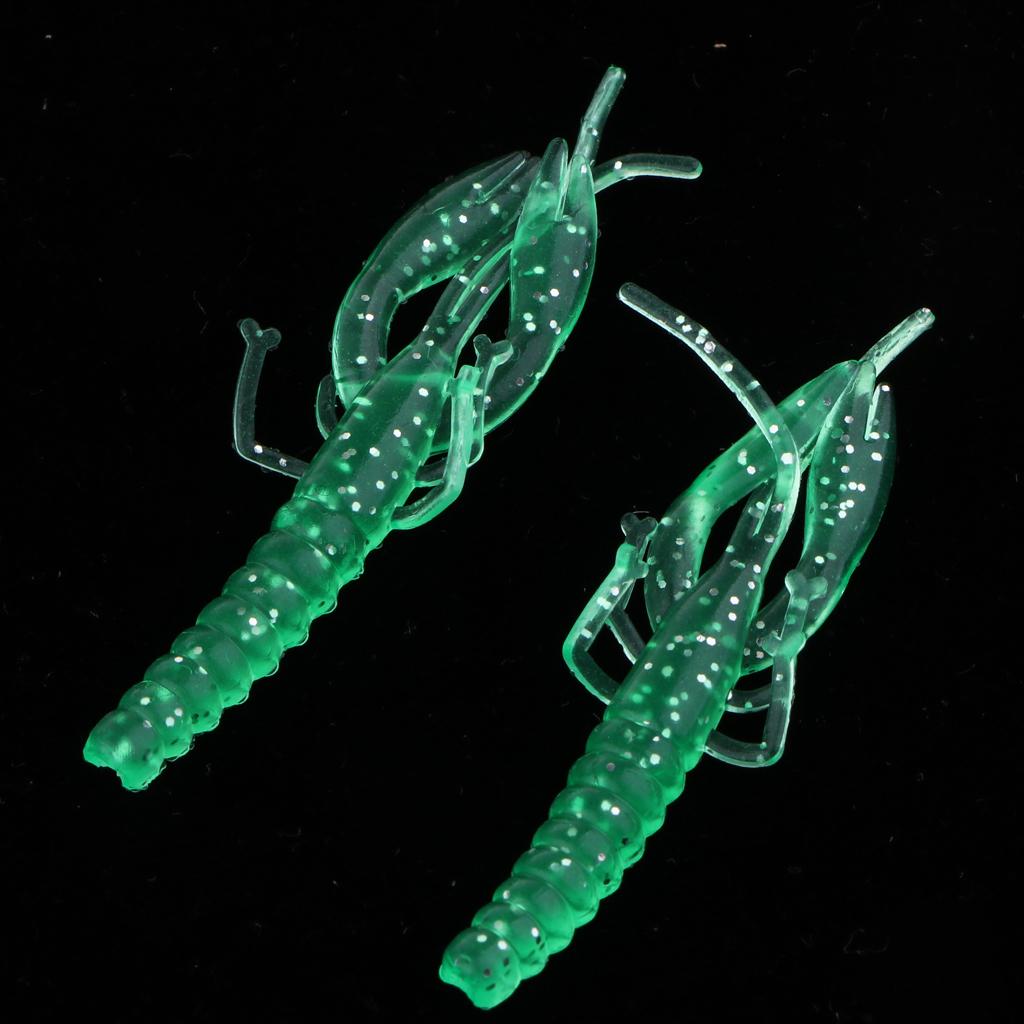 100pcs Soft Shrimp Grub Lure Fishing Tackle Bass Bait Jig Head 55mm