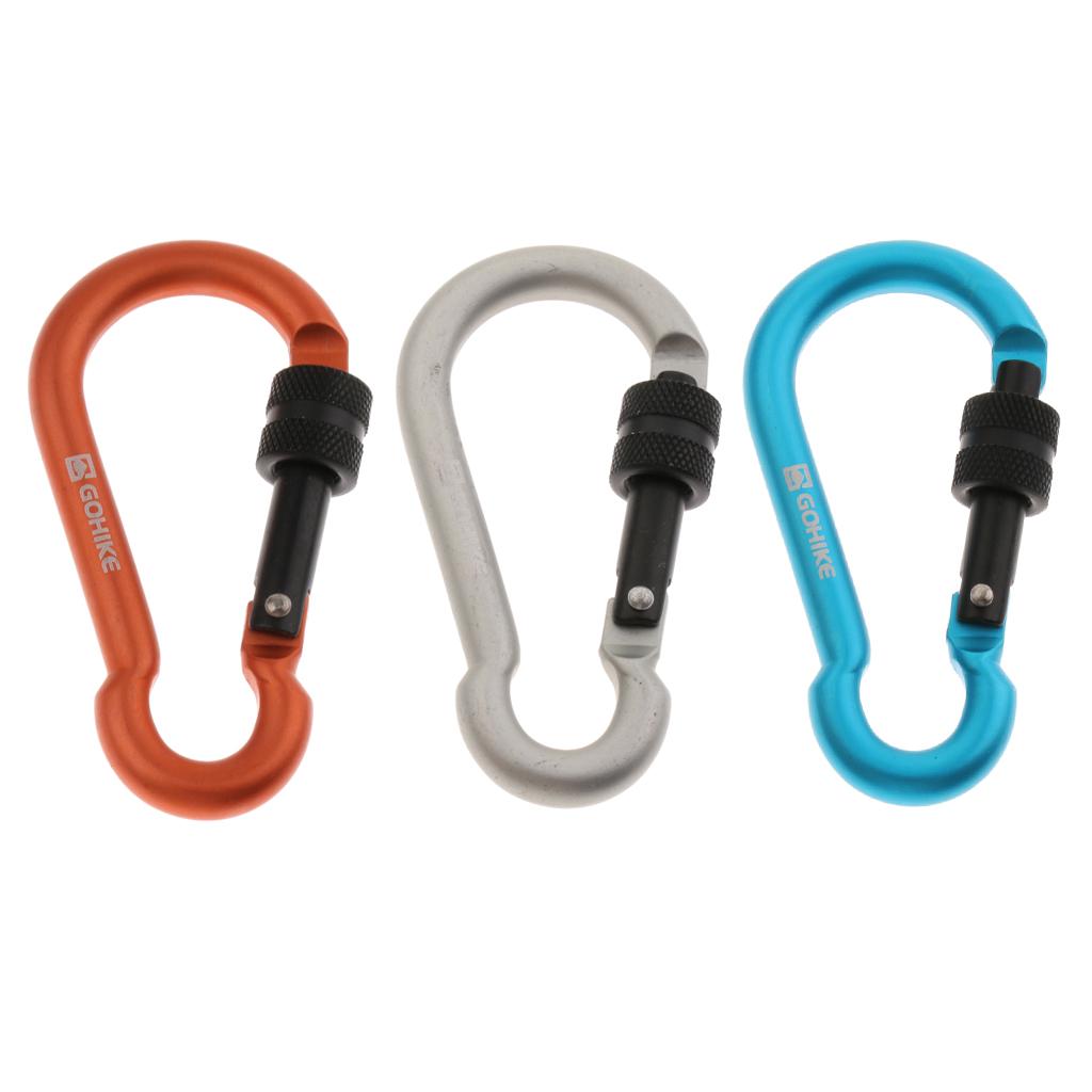 Outdoor Aluminum Alloy Climbing Screw Locking Keychain Hook golden orange