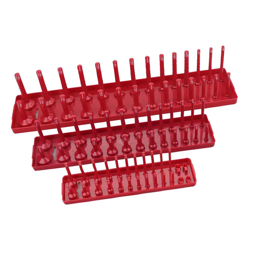 3Pcs Drive Socket Organizer Tray Premium Quality Tool Organizer Plastic Rail Rack Tray Storage Peg