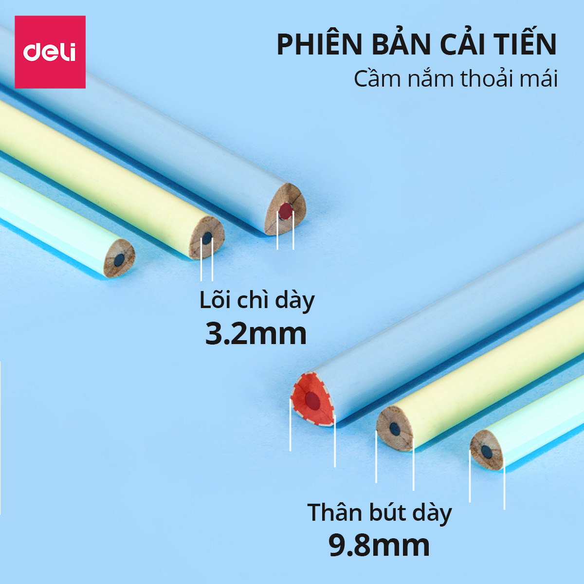 Bút Chì Gỗ 2B Lõi Dày Màu Pastel Deli - Chì Đậm Nhạy Máy Chấm Thi Học Sinh Văn Phòng Vẽ Tranh Tô Trắc Nghiệm