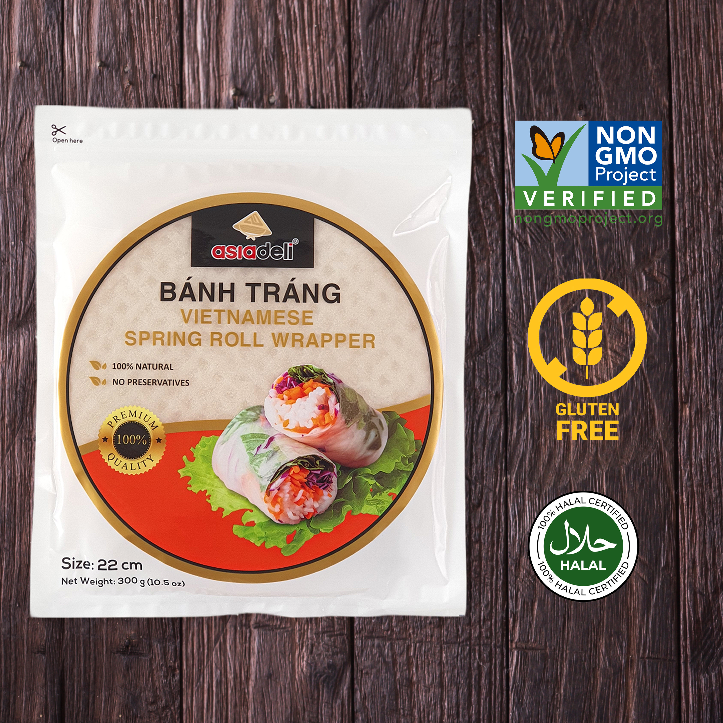 Bánh Tráng Cuốn 22cm Asiadeli gói 300g Hàng Xuất Khẩu