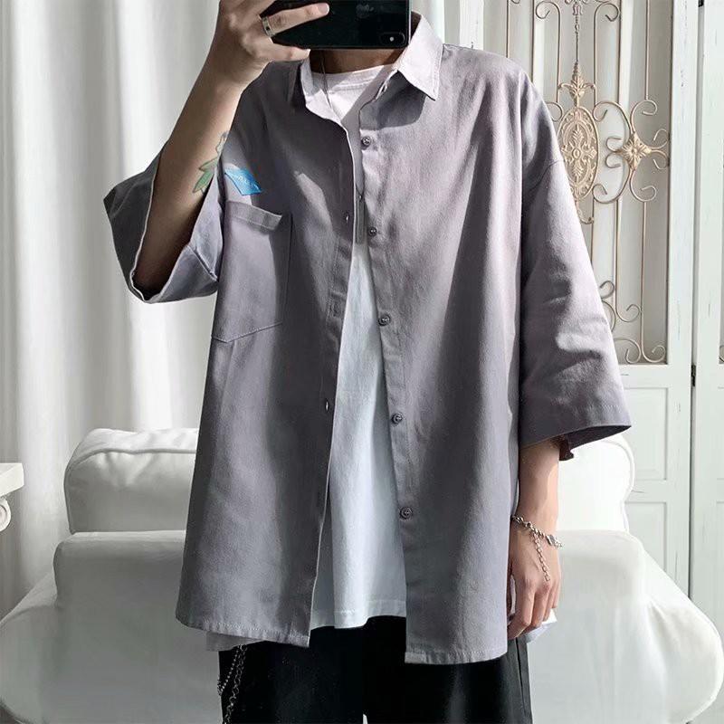 Áo Sơ Mi Tay Ngắn Dáng Rộng Vải Lanh Thời Trang Mùa Hè Cho Nam