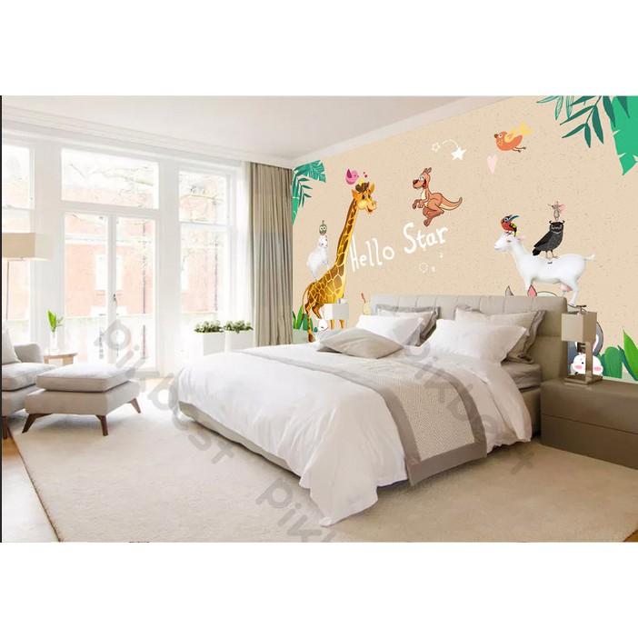 Tranh dán tường Tranh động vật đáng yêu trang trí phòng em bé, tranh dán tường 3d hiện đại MS1049322