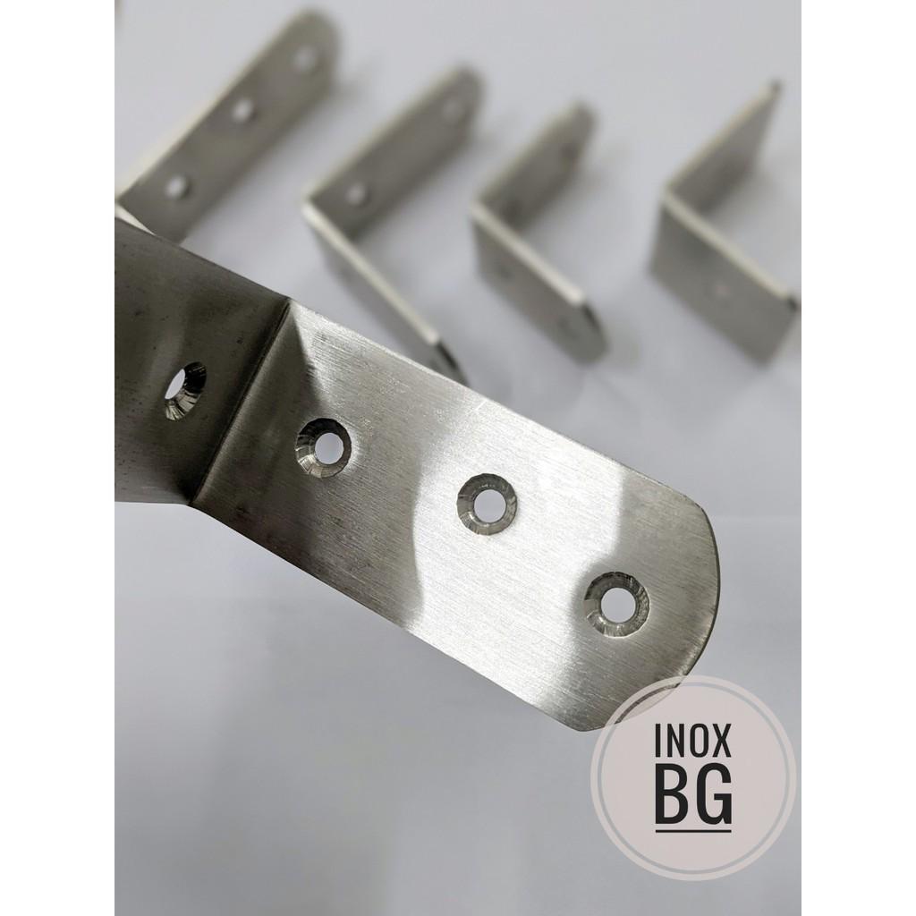 Ke góc chữ L Inox bản to 3,7cm lắp giá sách, kệ đựng đồ