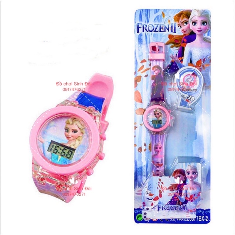 Đồng hồ hình công chúa elsa có đèn - đồng hồ bé gái