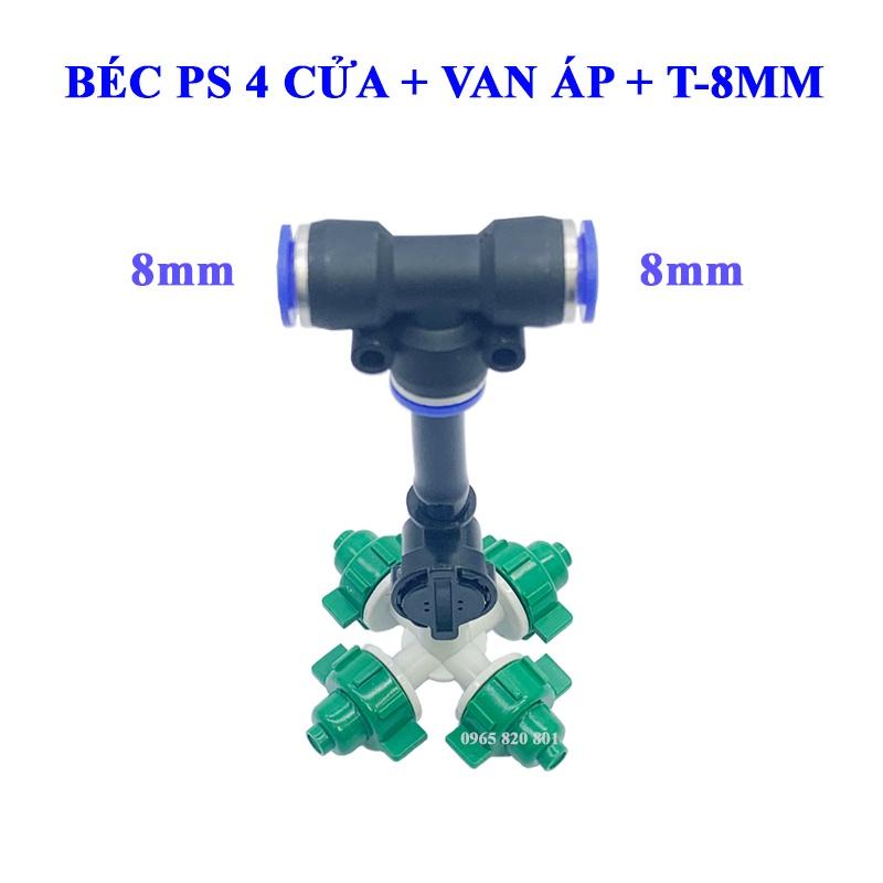 Béc phun sương 4 cửa dùng cho ống phun sương 8mm