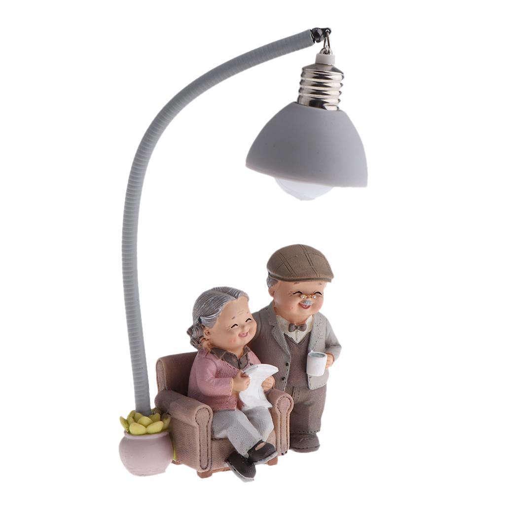 2Pcs Grandparents ~Handmade Old Couple Figurines Happy Life Home Ornament