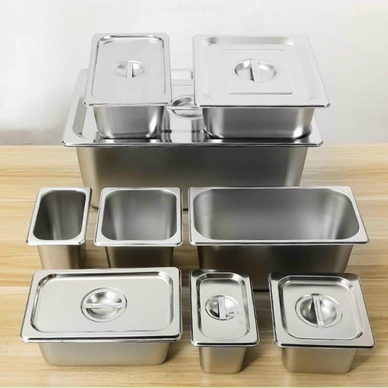 Khay đựng thực phẩm inox , đựng thạch Topping Inox 1/4