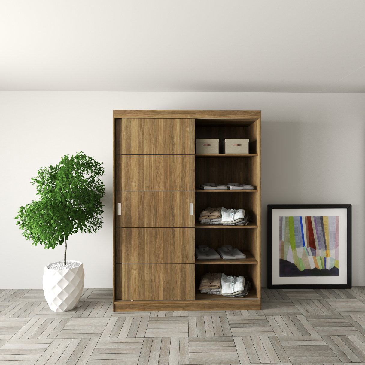 RUNI, Tủ treo quần áo - 1m5 x 2m, 150cm x 60cm x 203cm , TCL_004